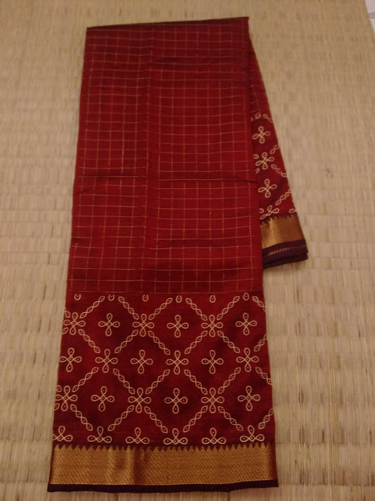 Mangalagiri Silk Cotton Kollam Print Saree