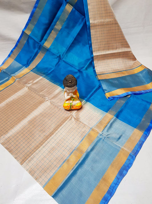Uppada Pure Silk Mahanati Checks Saree