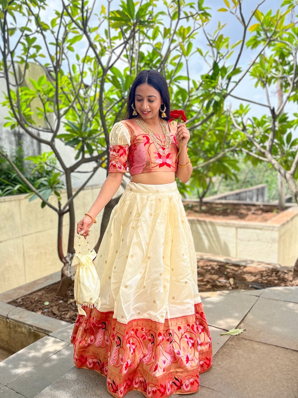 Powder blue lehenga skirt with Navy blue embroidered blouse – Panache Haute  Couture