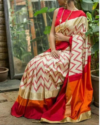 Ikkat Pure Silk Saree