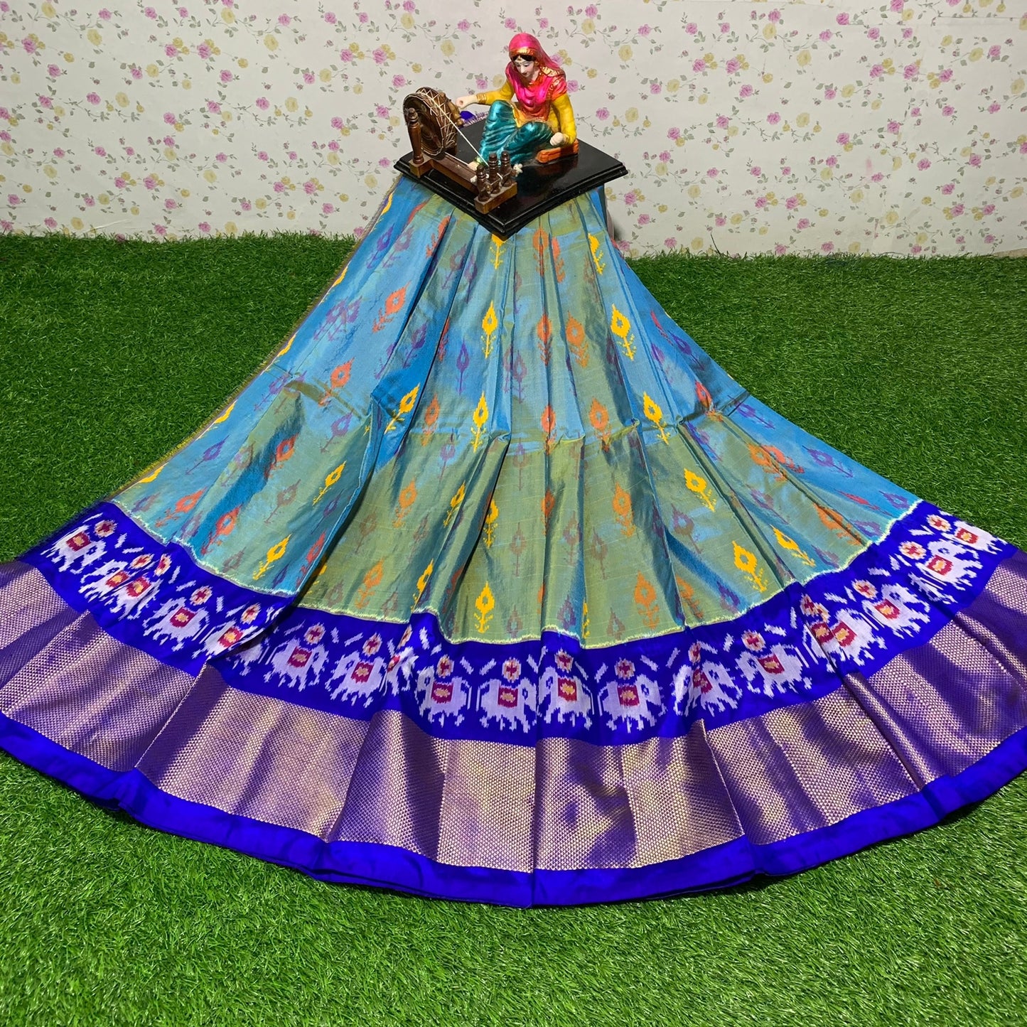 Ikkat Free Size Lehenga