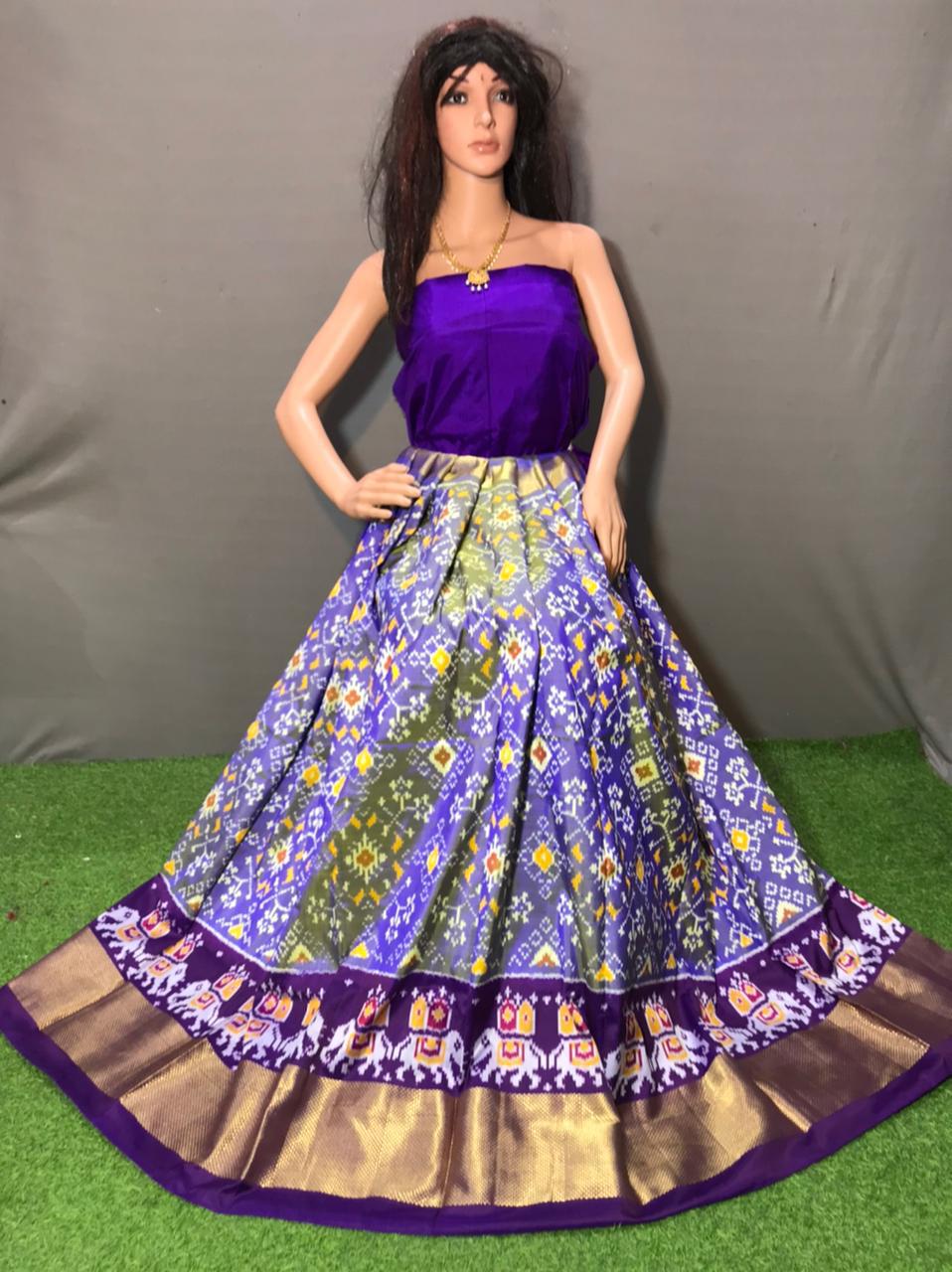 Ikkat Free Size Lehenga