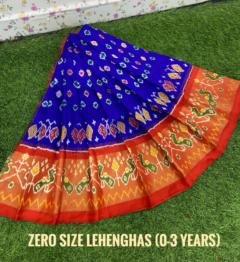 Ikkat Pure Silk Kids Lehenga