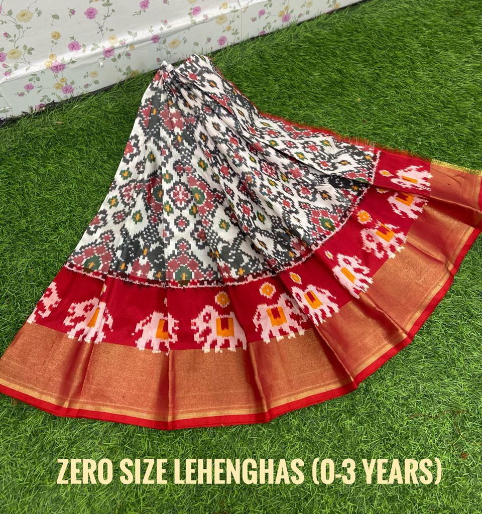 Ikkat Pure Silk Kids Lehenga