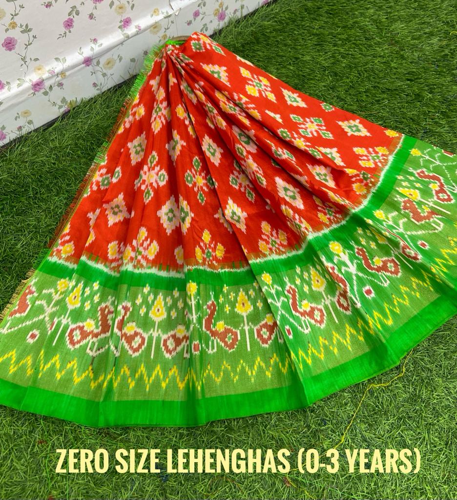 Ikkat Pure Silk Kids Lehenga