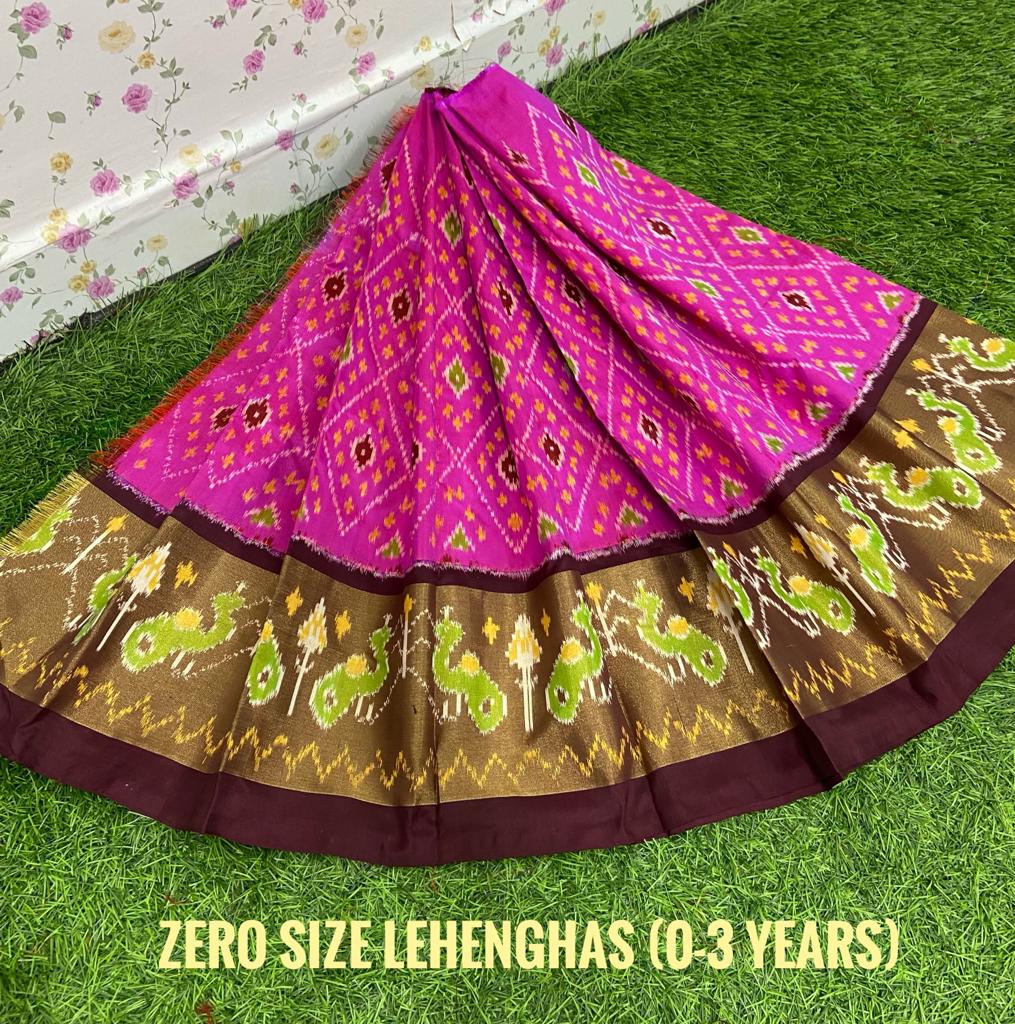 Ikkat Pure Silk Kids Lehenga