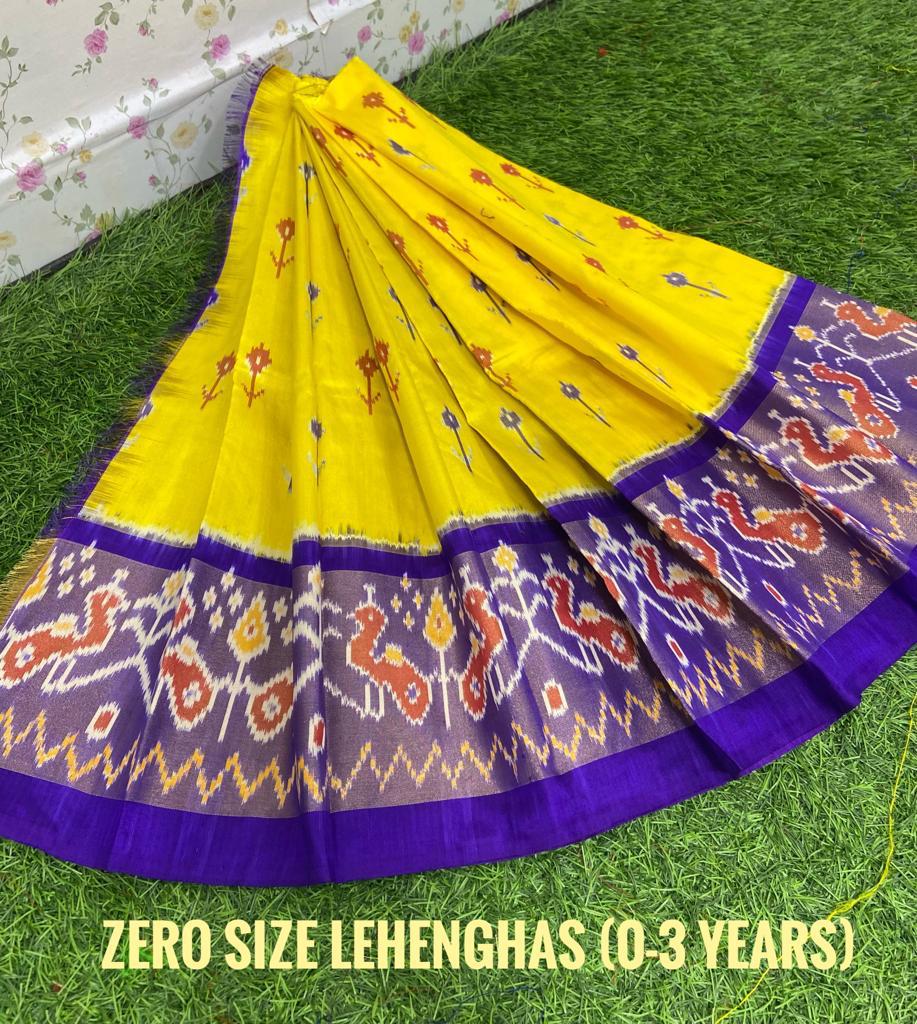 Ikkat pattu lehangas | ikkat silk lehenga cloth with all over pochampally  design online from weavers | IKPL0000165