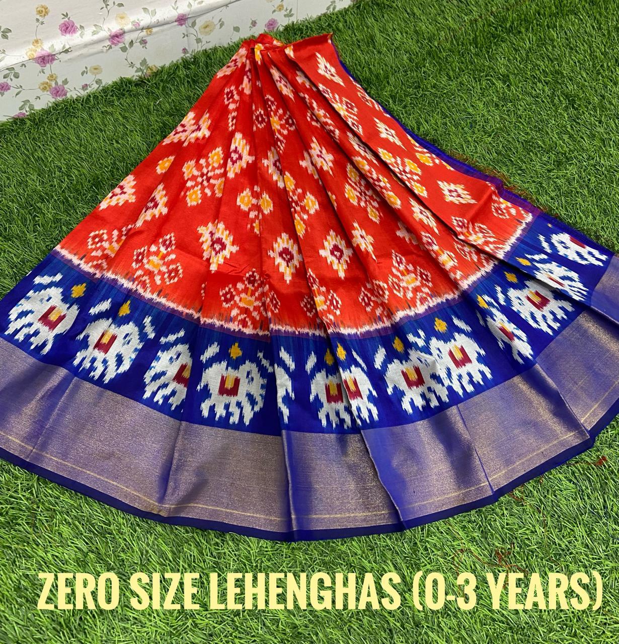 Ikkat Pure Silk Kids Lehenga