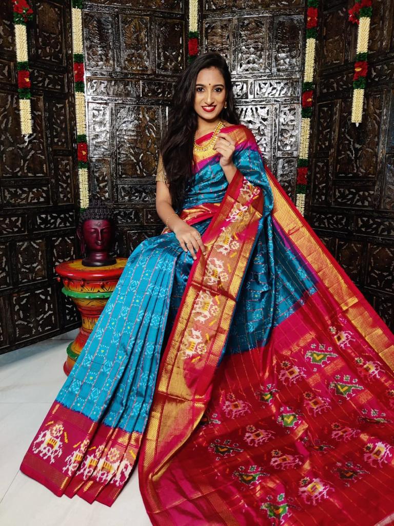 Ikkat Pure Silk Saree