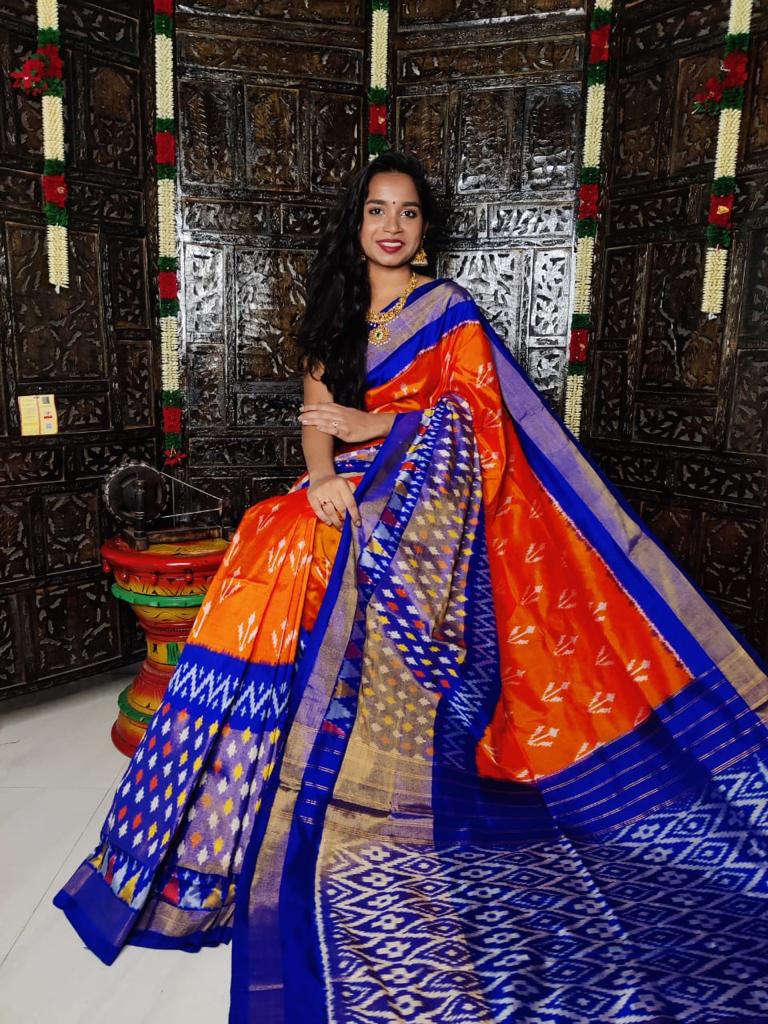 Ikkat Pure Silk Saree