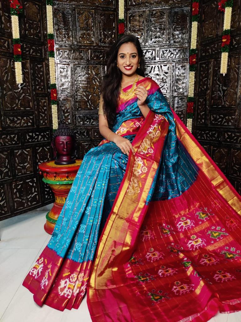 Ikkat Pure Silk Saree