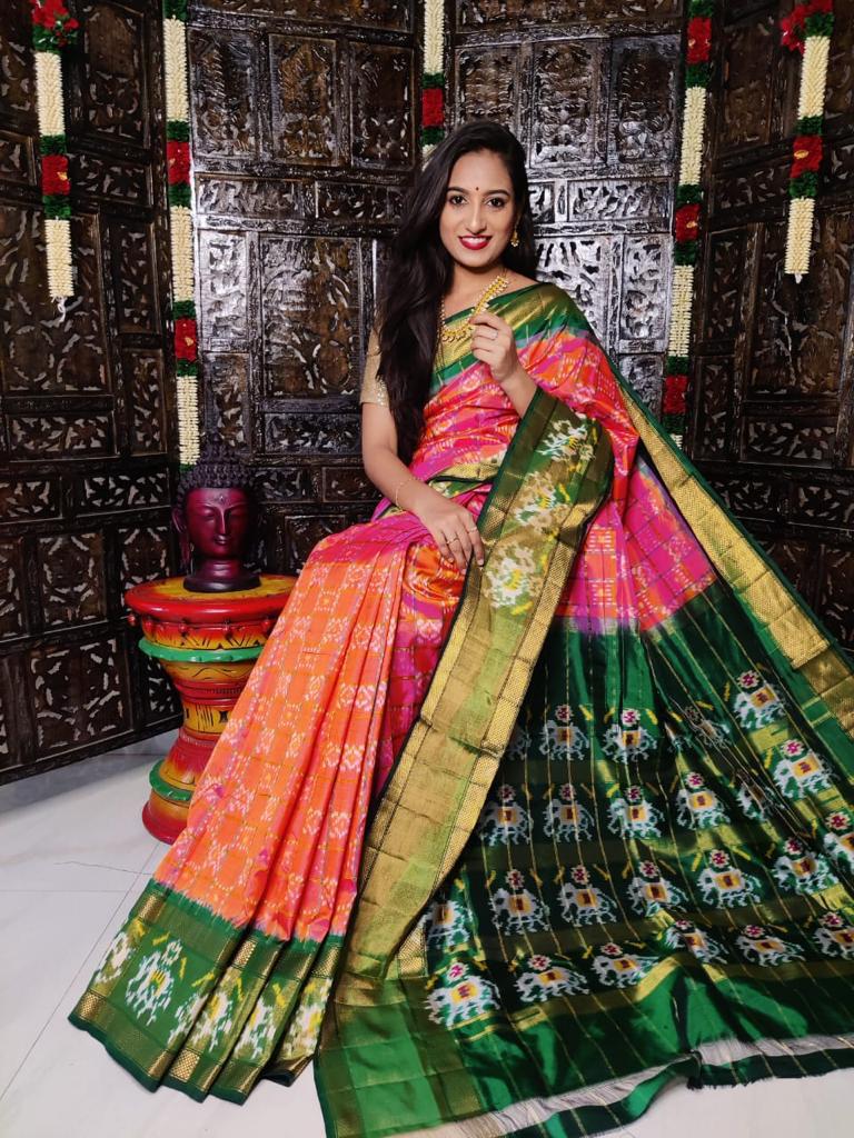 Ikkat Pure Silk Saree