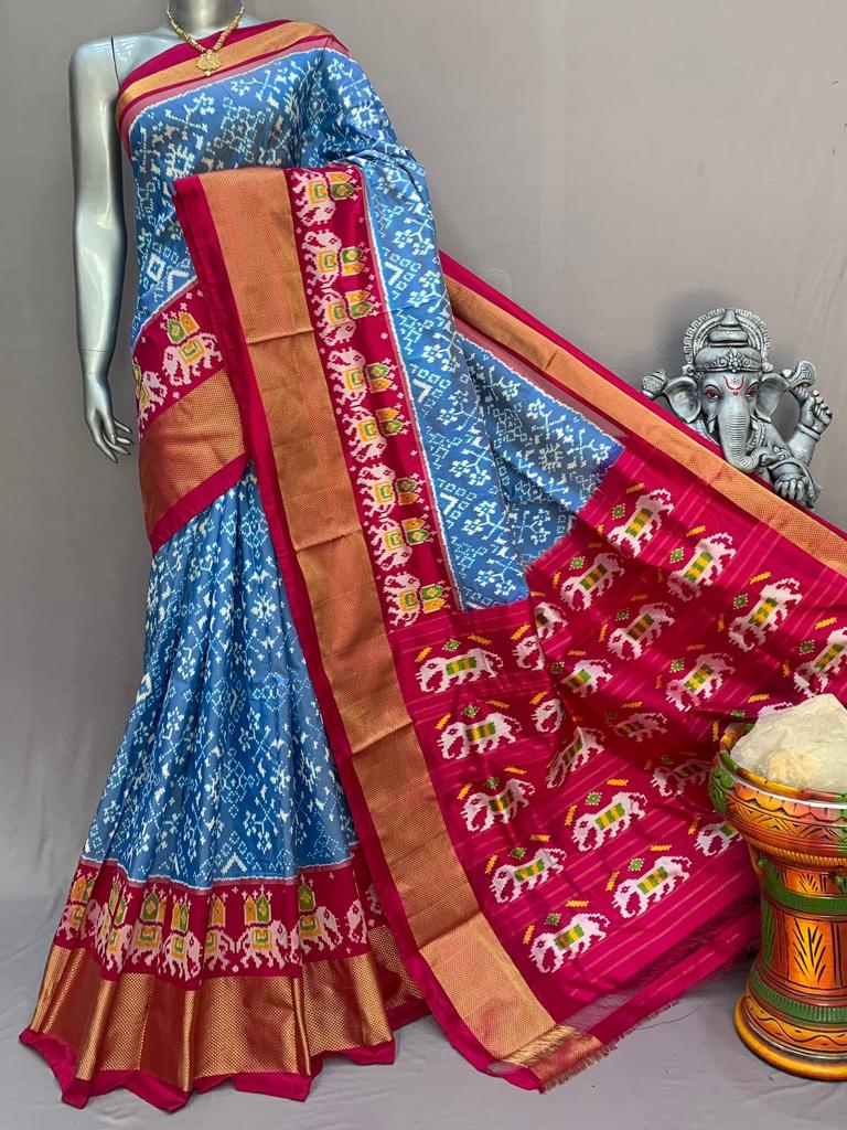 Ikkat Pure Silk Saree