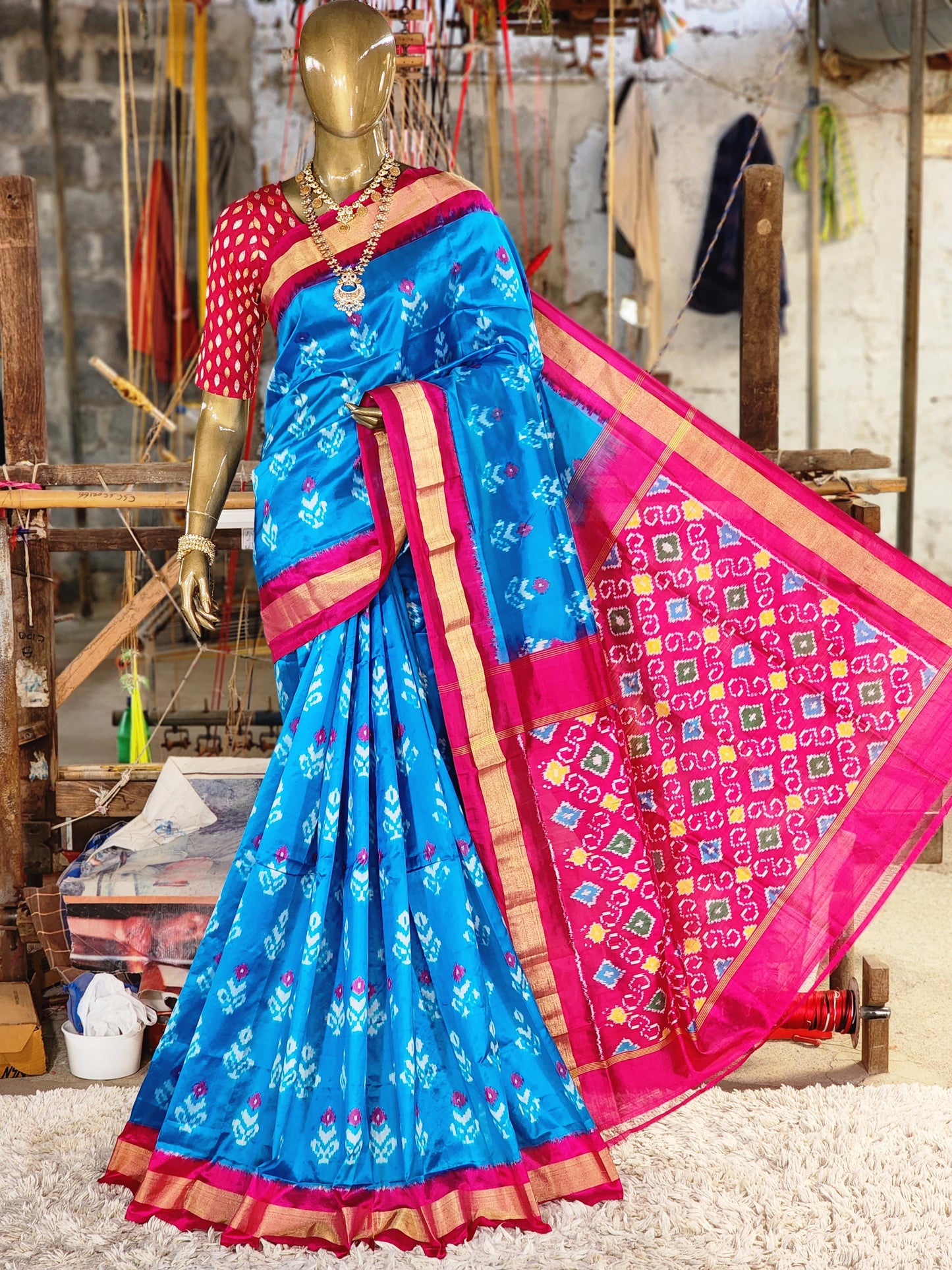 Ikkat Pure Silk Saree