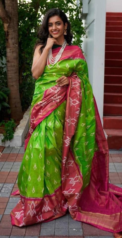 Ikkat Pure Silk Saree