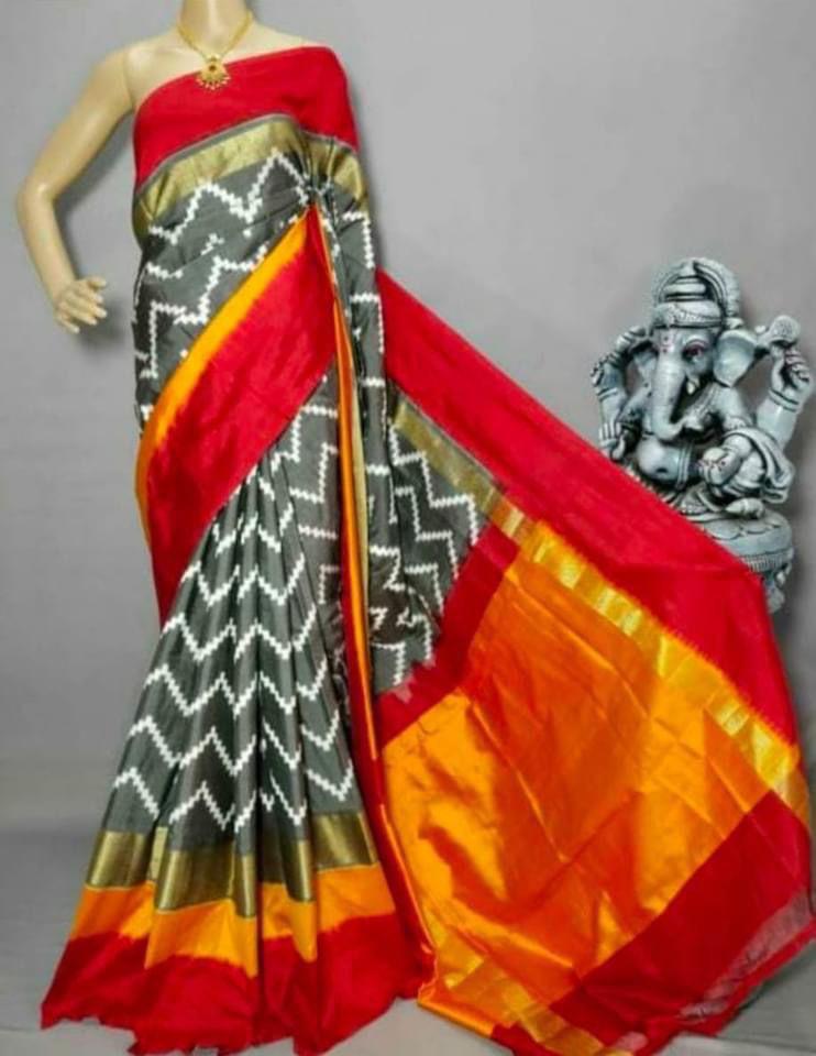 Ikkat Pure Silk Saree