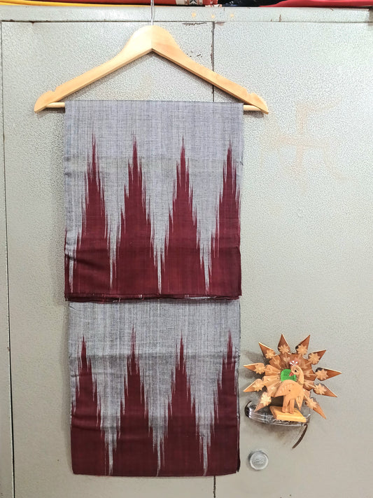 Ikkat Mercerized Temple Border Saree