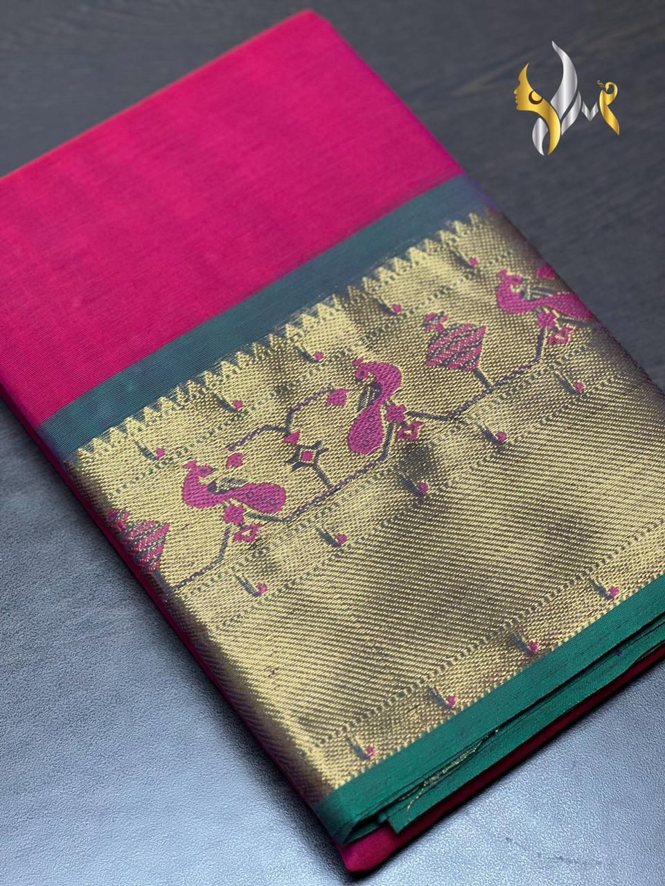 Pure Kanchi Cotton sarees with Zari/Thread weaving