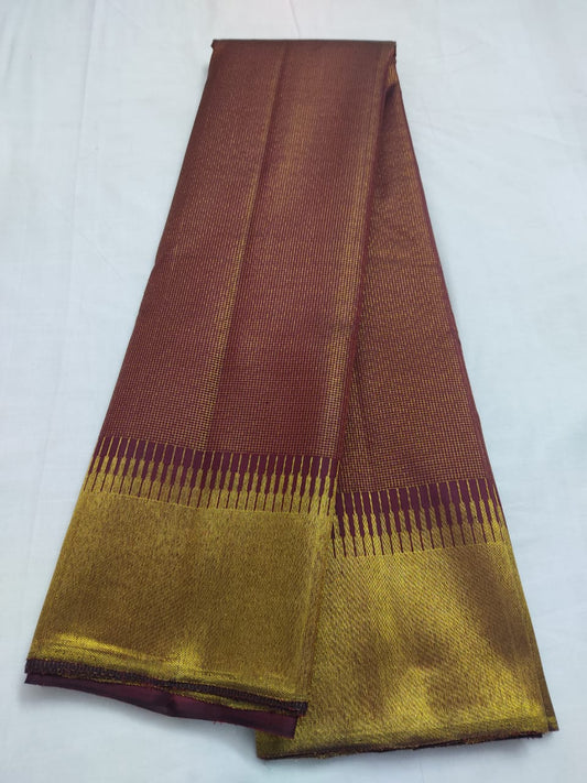 Kanchipuram Pure Silk Checked Jari Design Saree