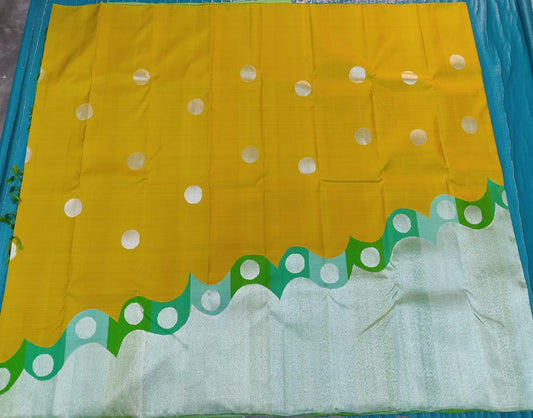 Kanchipuram Pure Silk RaisingWave Design Saree