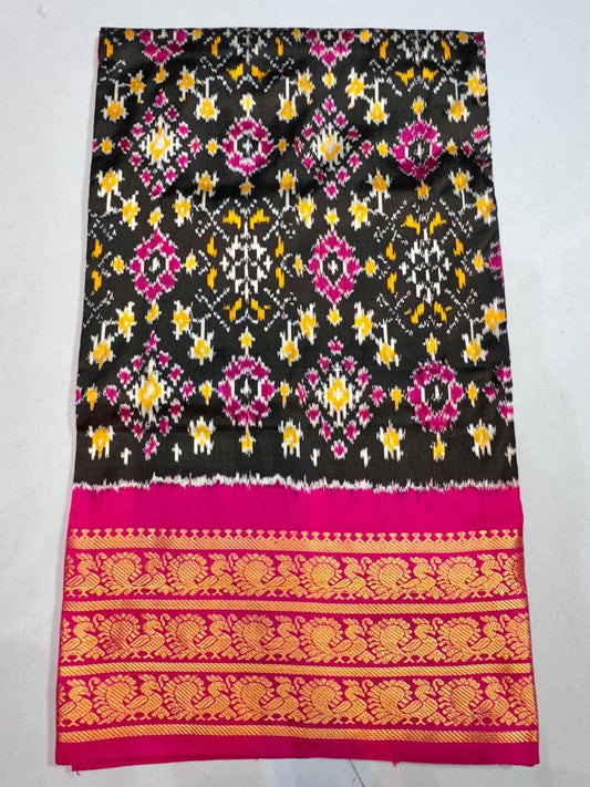 Latest Ikkat Kanchi Border Pure Silk Saree