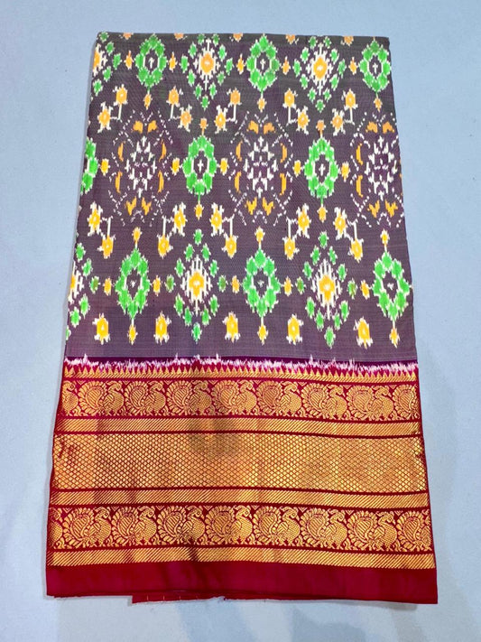 Latest Ikkat Kanchi Border Pure Silk Saree