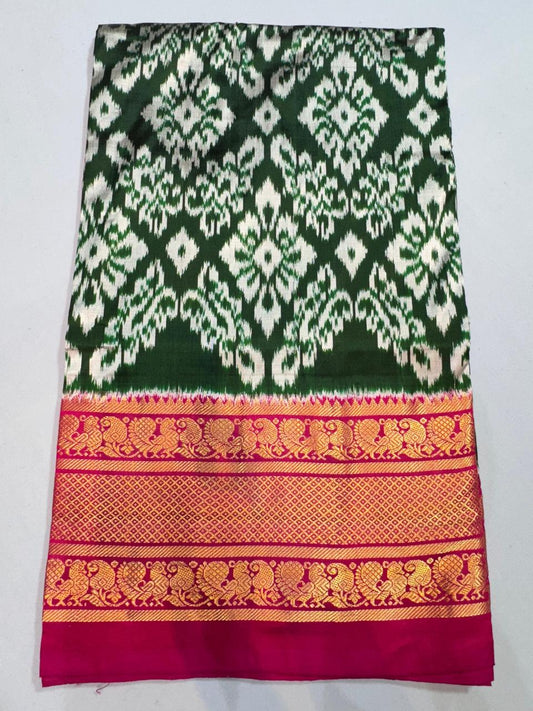 Latest Ikkat Kanchi Border Pure Silk Saree