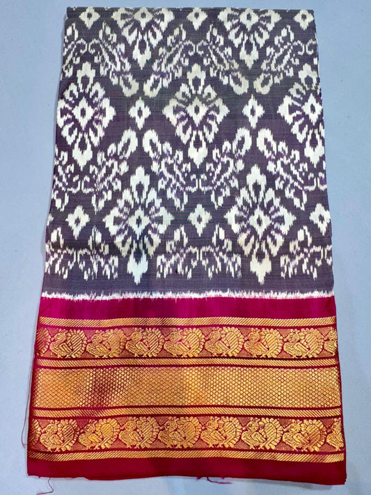 Latest Ikkat Kanchi Border Pure Silk Saree