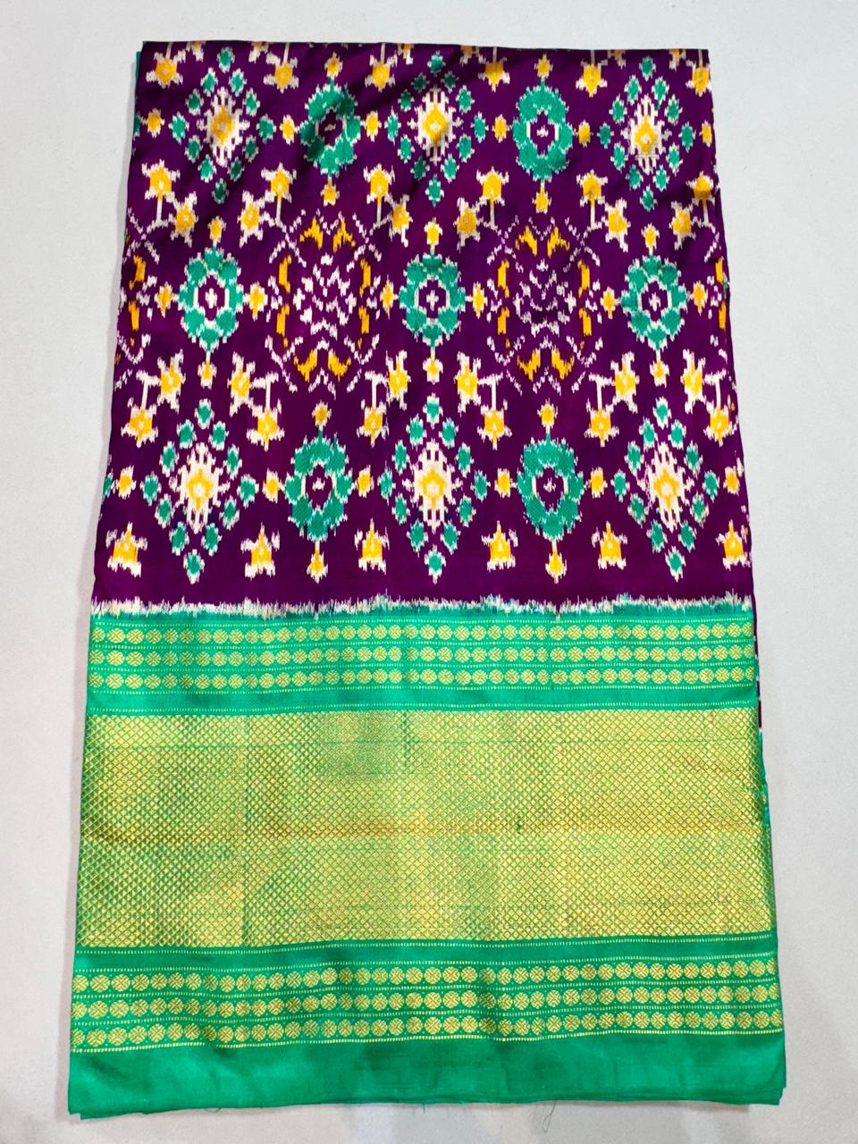 Latest Ikkat Kanchi Border Pure Silk Saree