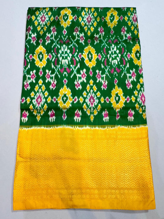 Latest Ikkat Kanchi Border Pure Silk Saree