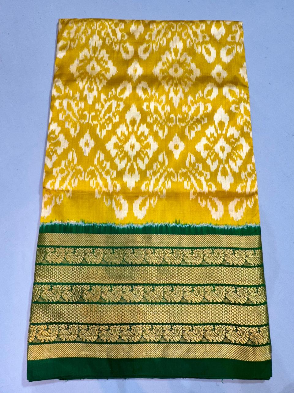 Latest Ikkat Kanchi Border Pure Silk Saree