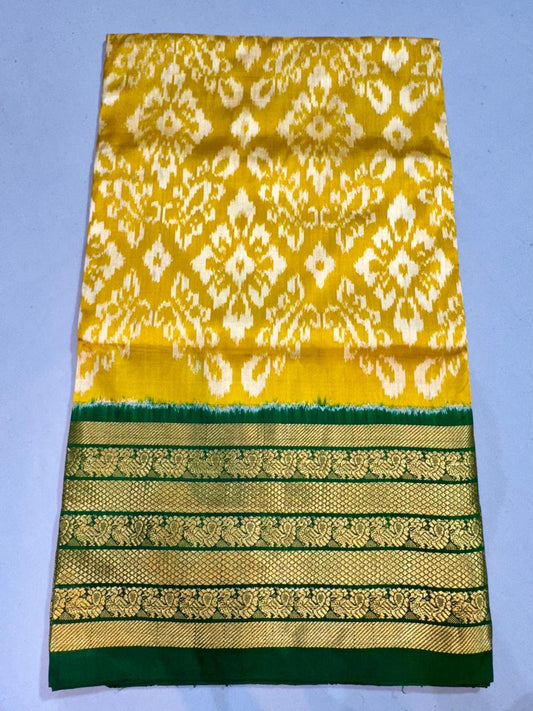 Latest Ikkat Kanchi Border Pure Silk Saree