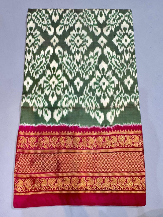 Latest Ikkat Kanchi Border Pure Silk Saree