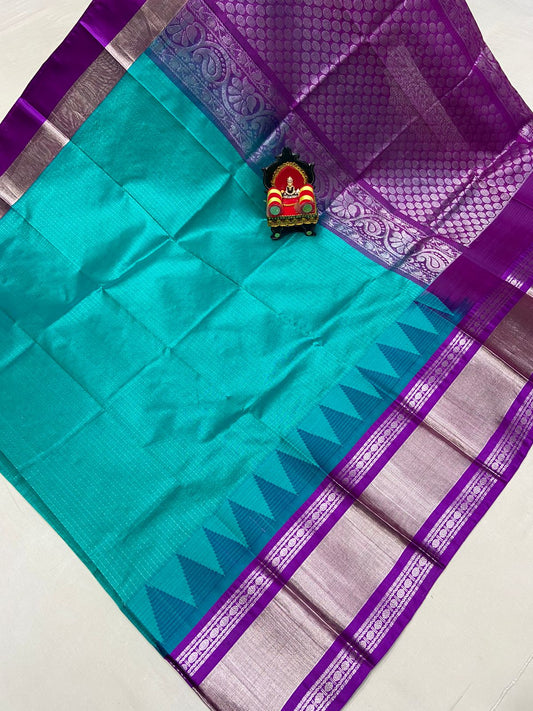 Kuppadam Plain Checks with Kanchi Border Saree