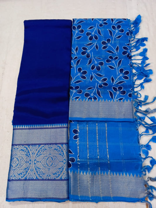 Hand woven Mangalagiri Silk& Cotton Printed Lehanga Set