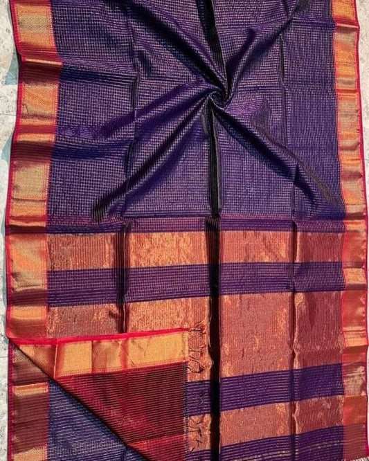 Maheshwari handloom zari checks saree