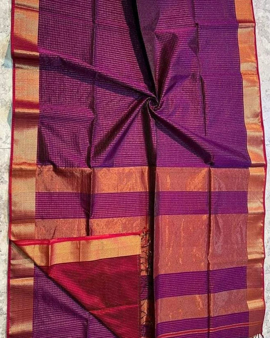 Maheshwari handloom zari checks saree