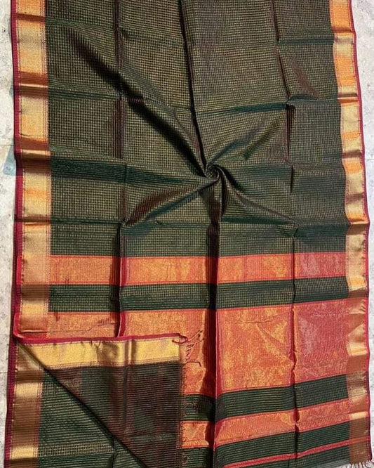 Maheshwari handloom zari checks saree