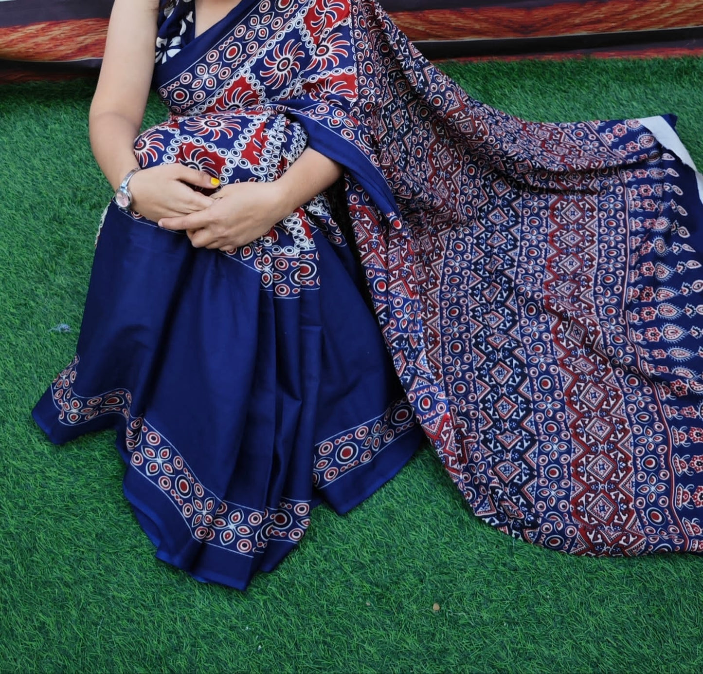 Pure Cotton Mulmul Block Print Saree