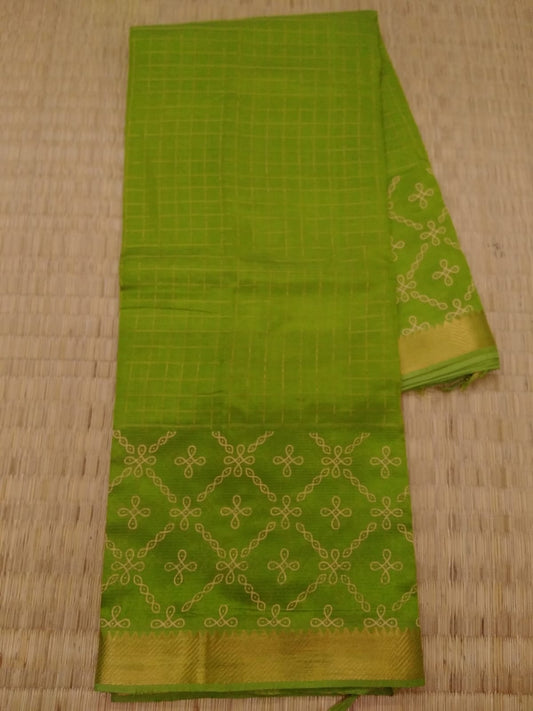 Mangalagiri Silk Cotton Kollam Print Saree