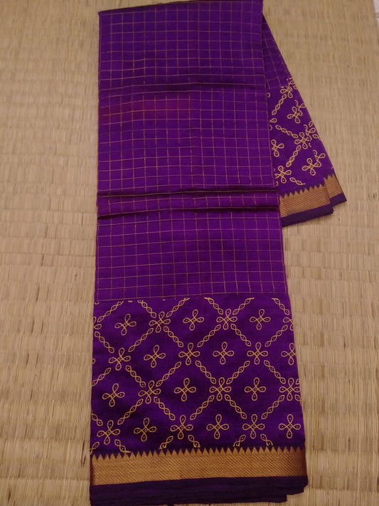 Mangalagiri Silk Cotton Kollam Print Saree