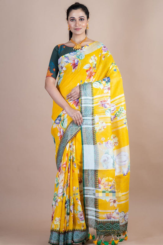 Pure Linen Digital Print Saree