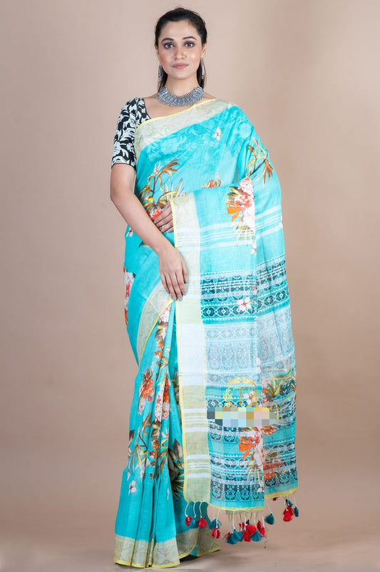 Pure Linen Digital Print Saree