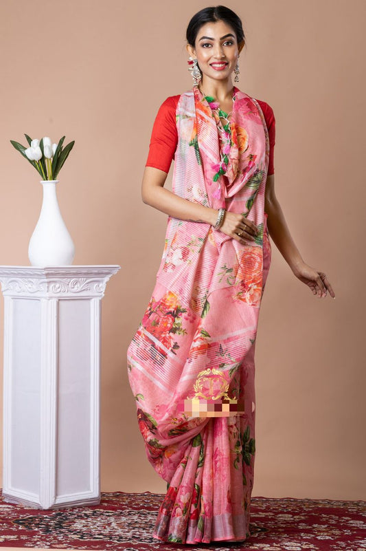 Pure Linen Digital Print Saree