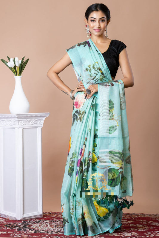 Pure Linen Digital Print Saree