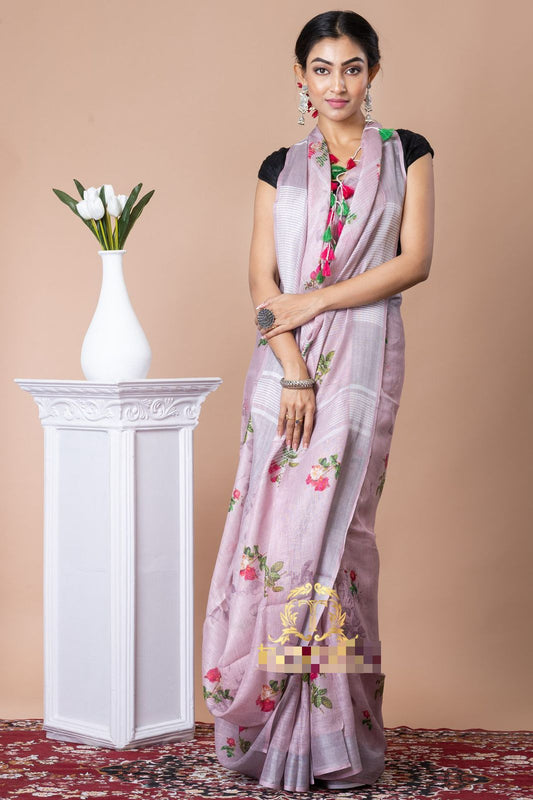 Pure Linen Digital Print Saree