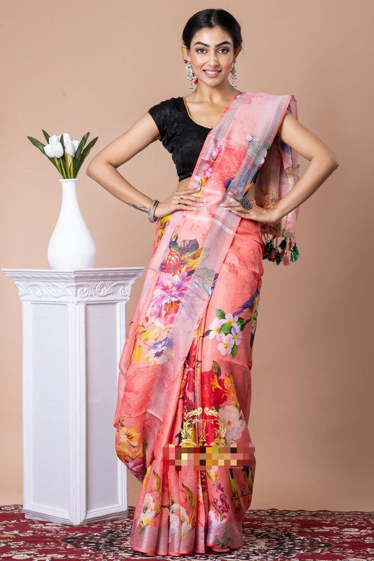 Pure Linen Digital Print Saree