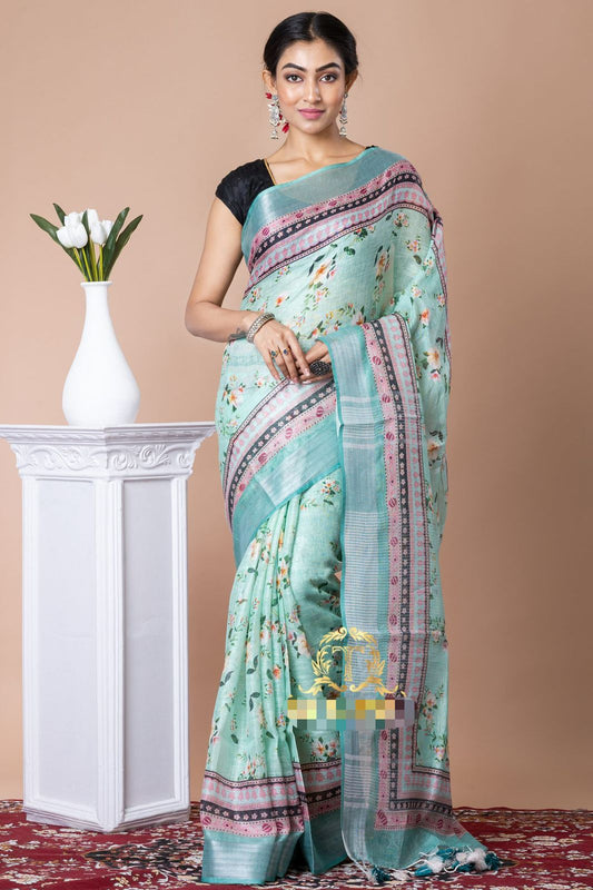 Pure Linen Digital Print Saree