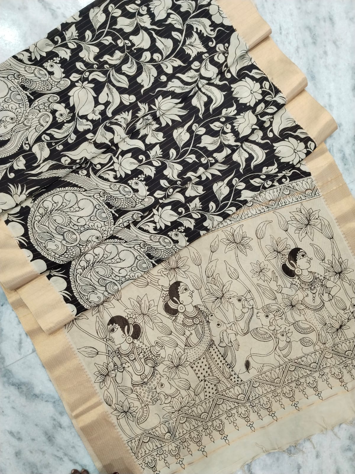 Kalamkari Bangalore Silk Saree