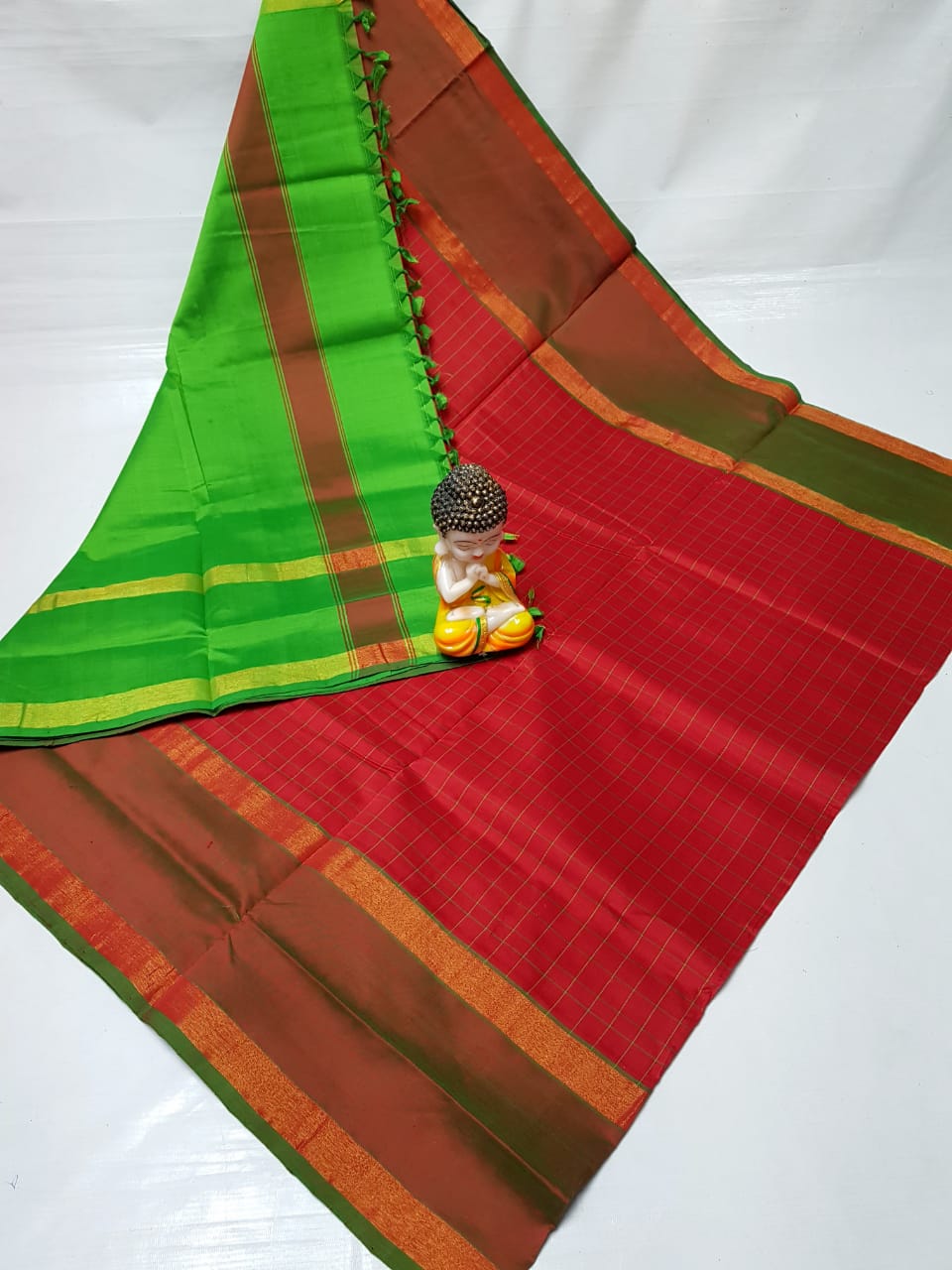 Uppada Tripura Silk Checks Design Saree